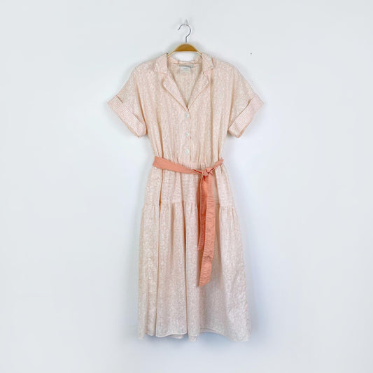 vintage reitmans peach striped shirt midi dress