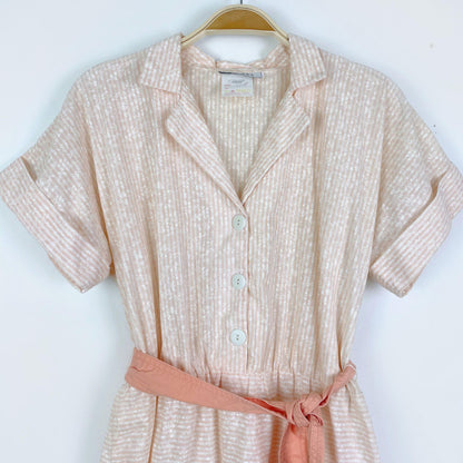 vintage reitmans peach striped shirt midi dress