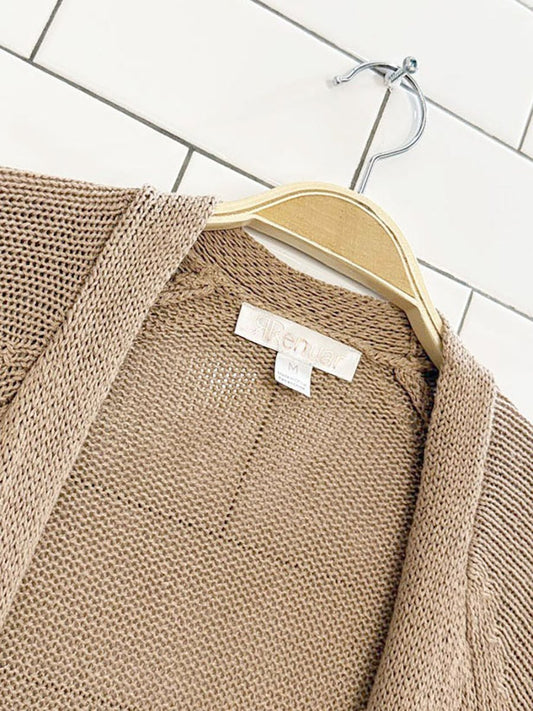 renuar linen - blend open knit lounge cardigan - good market thrift store