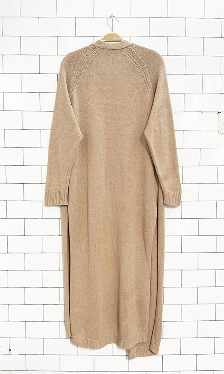 renuar linen - blend open knit lounge cardigan - good market thrift store