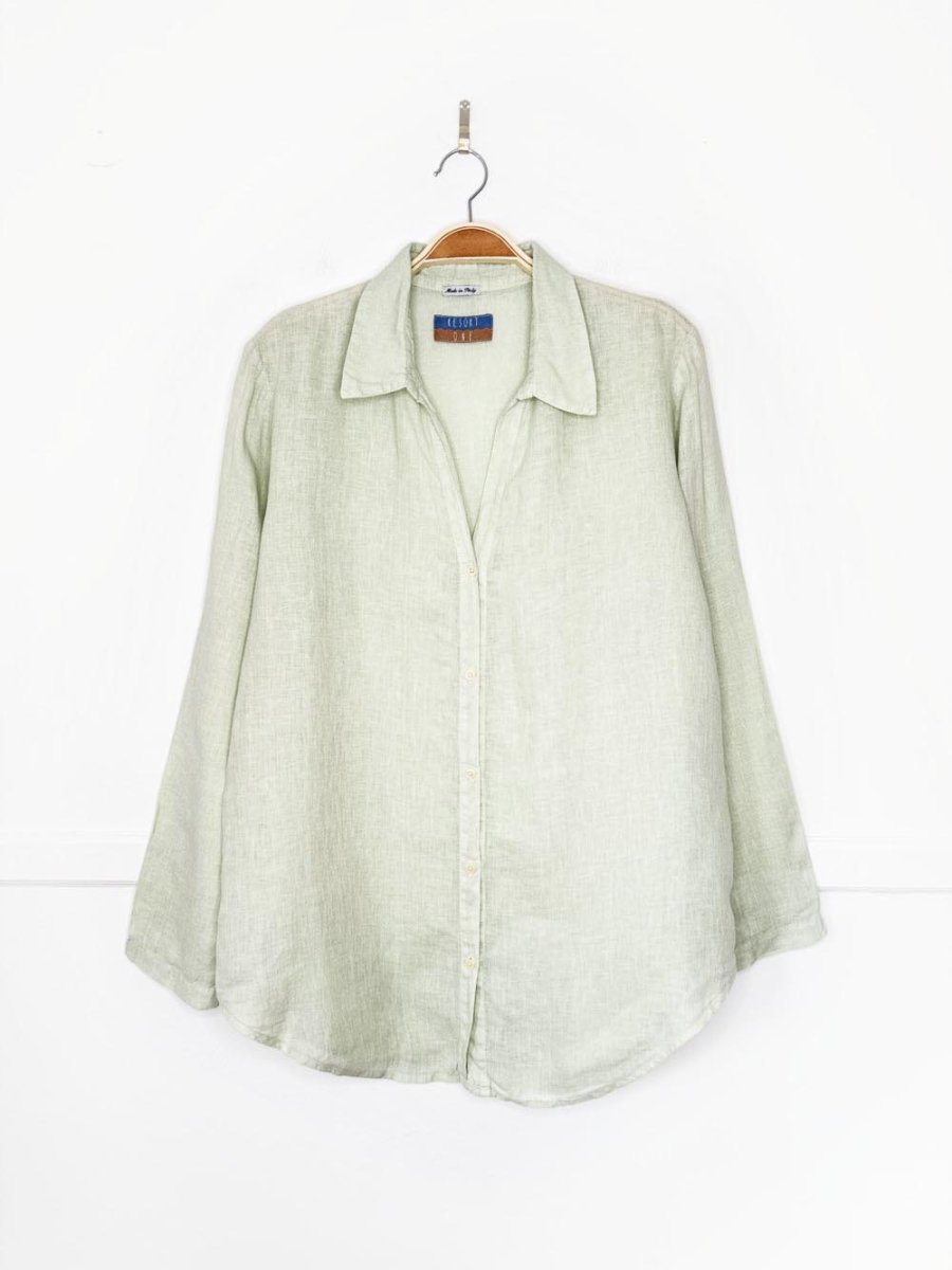 resort one 100% linen full button shirt | made in Italy - good market thrift store