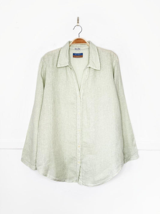 resort one 100% linen full button shirt | made in Italy - good market thrift store