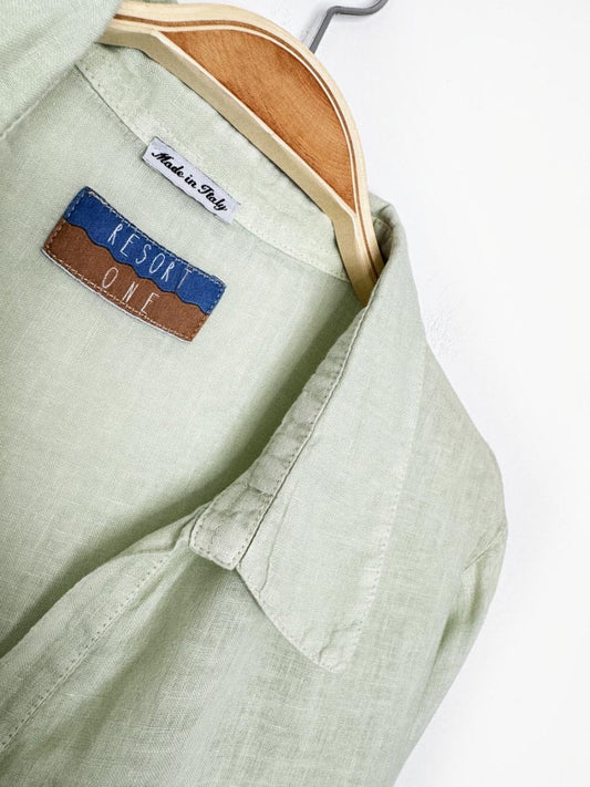 resort one 100% linen full button shirt | made in Italy - good market thrift store