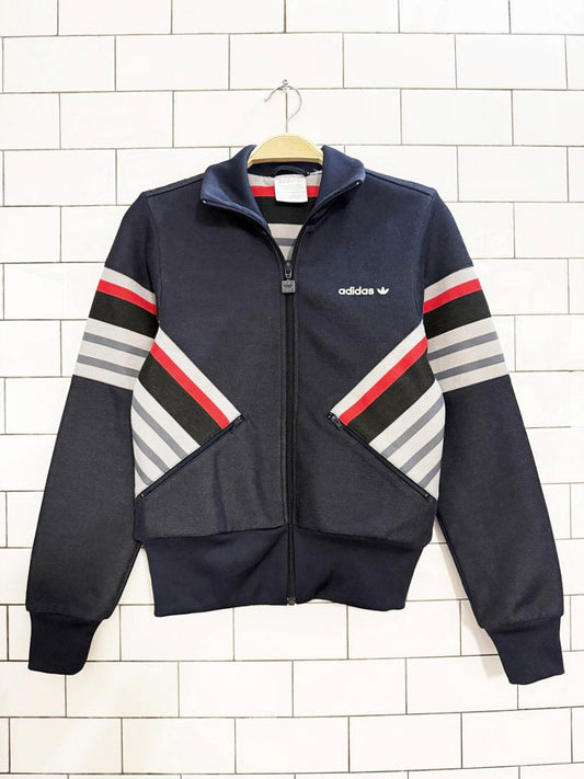 retro adidas three stripe full zip tricot track jacket - good market thrift store