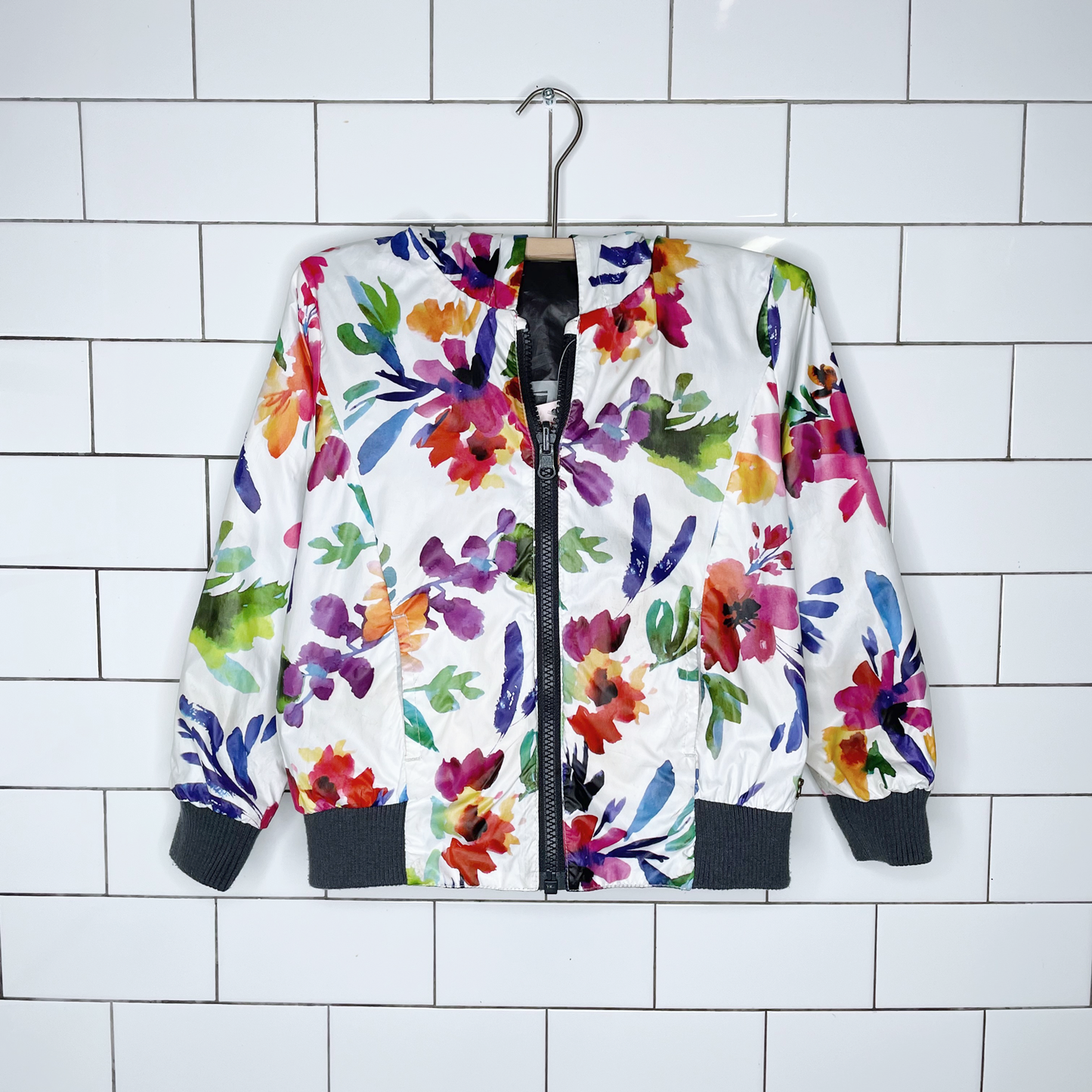 boboli reversible floral rain jacket - size 5