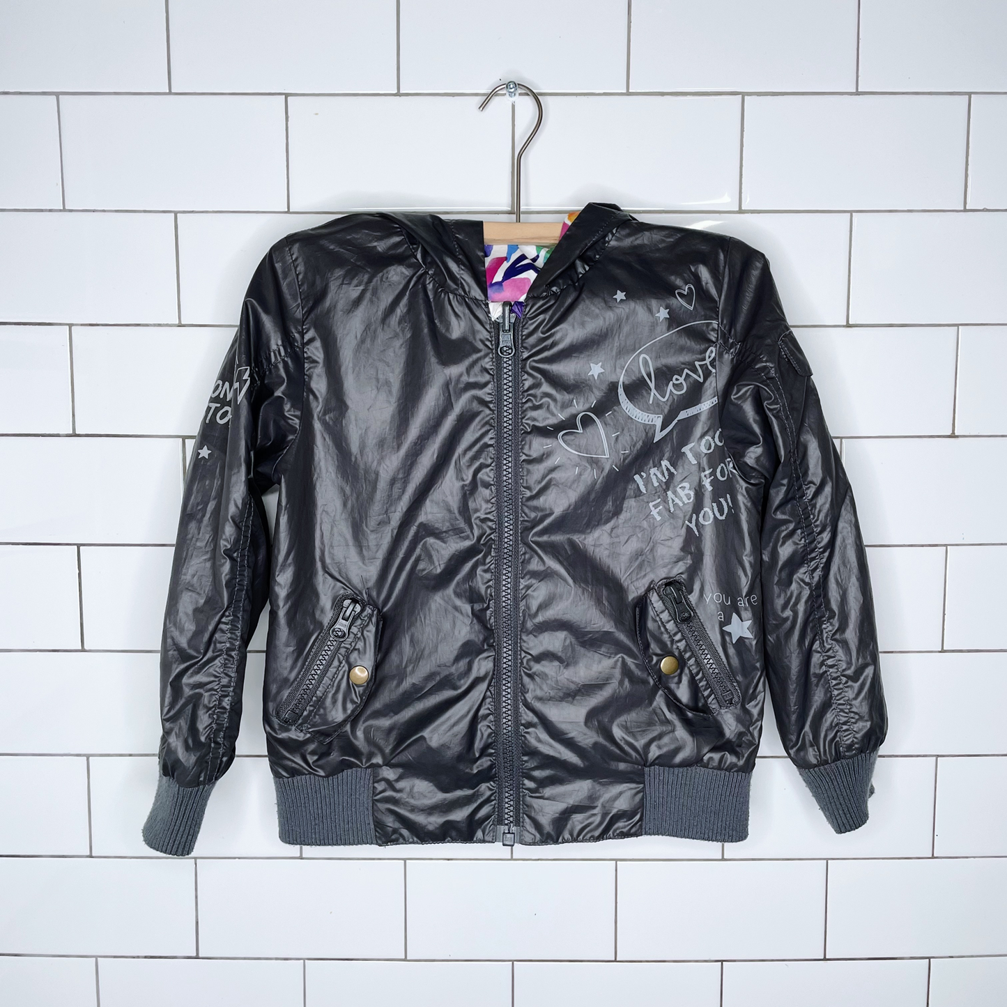 boboli reversible floral rain jacket - size 5