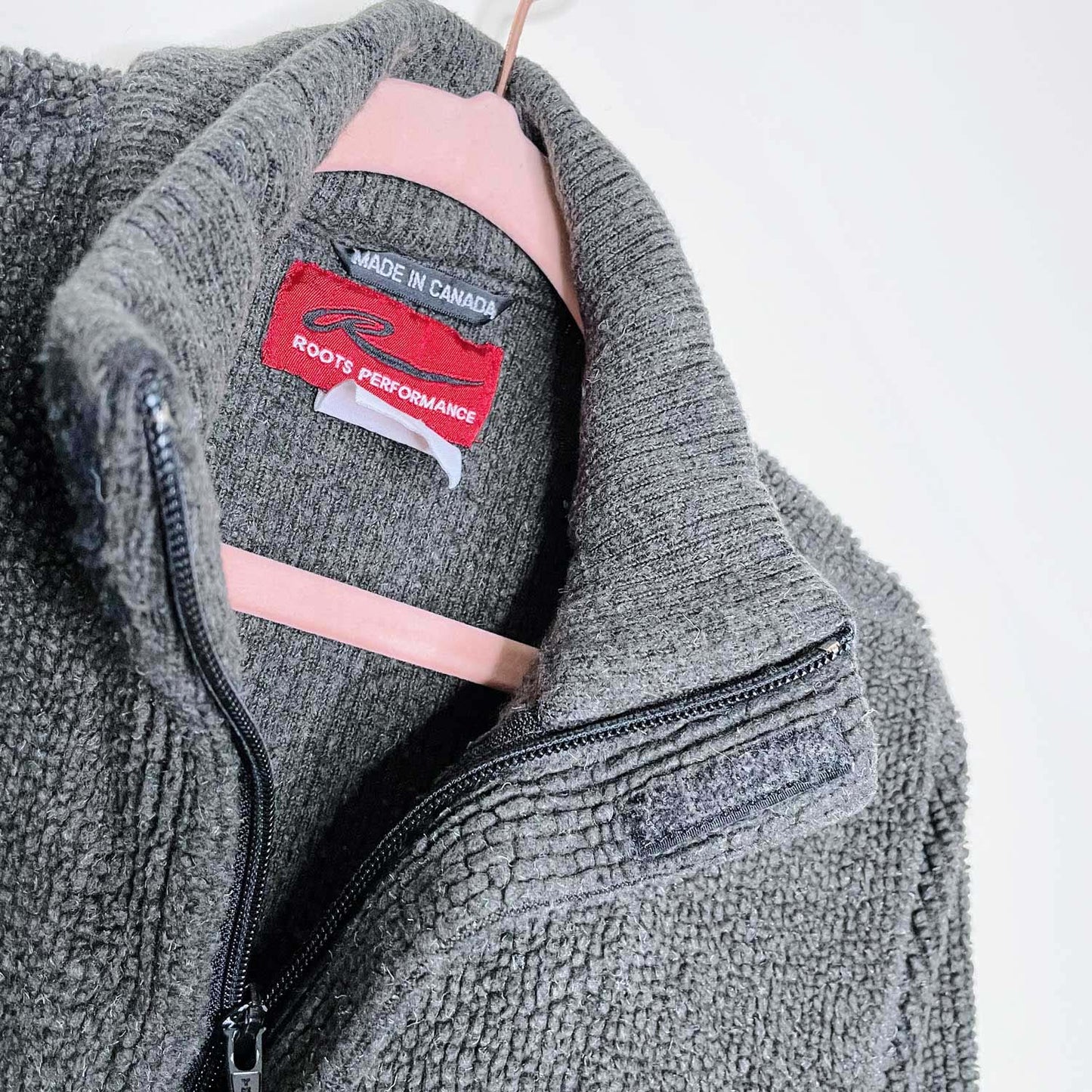 vintage roots ribbed 1/4 zip fleece pullover - size small/med