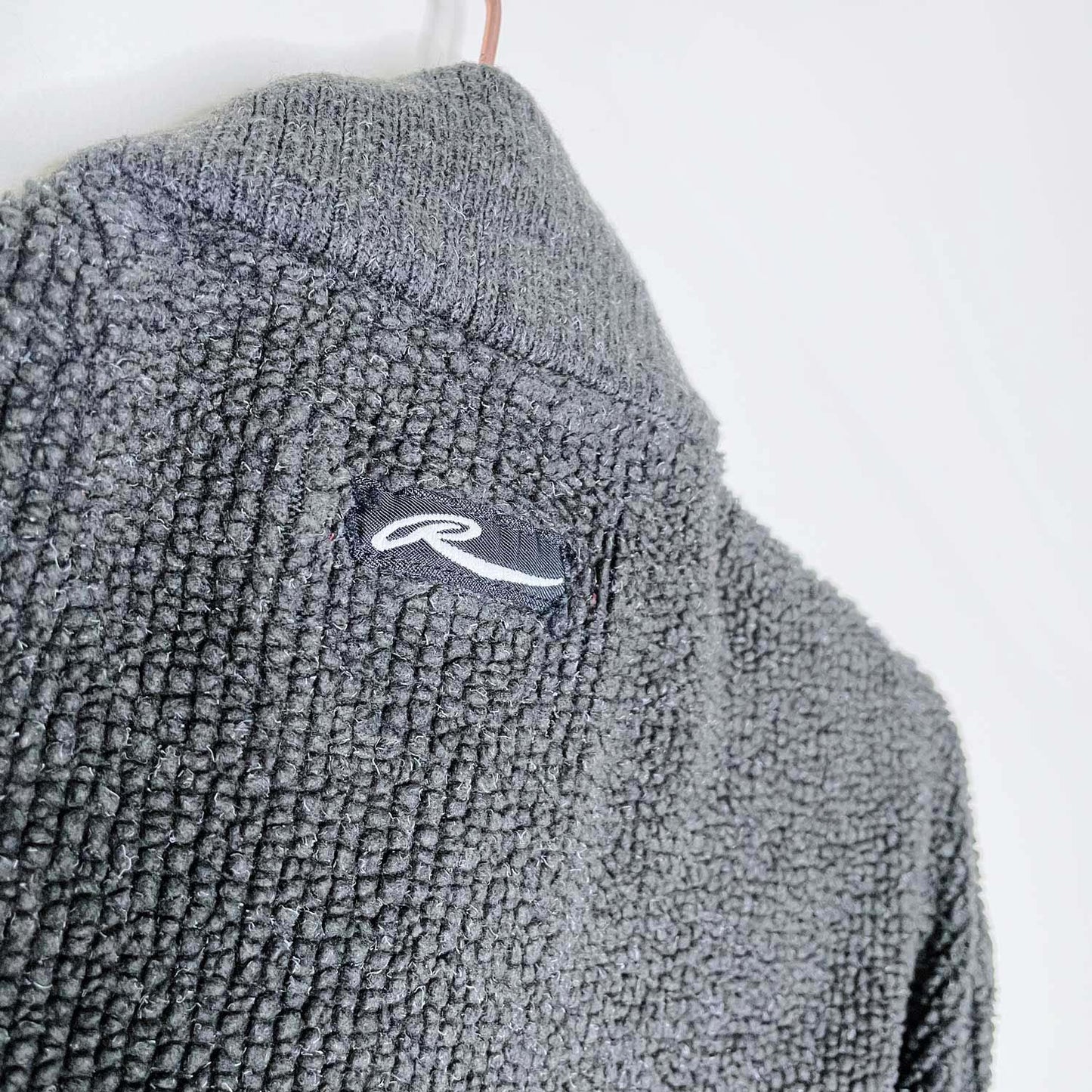 vintage roots ribbed 1/4 zip fleece pullover - size small/med