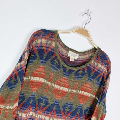 ralph lauren denim & supply aztec linen-blend sweater - size medium