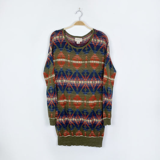 ralph lauren denim & supply aztec linen-blend sweater - size medium