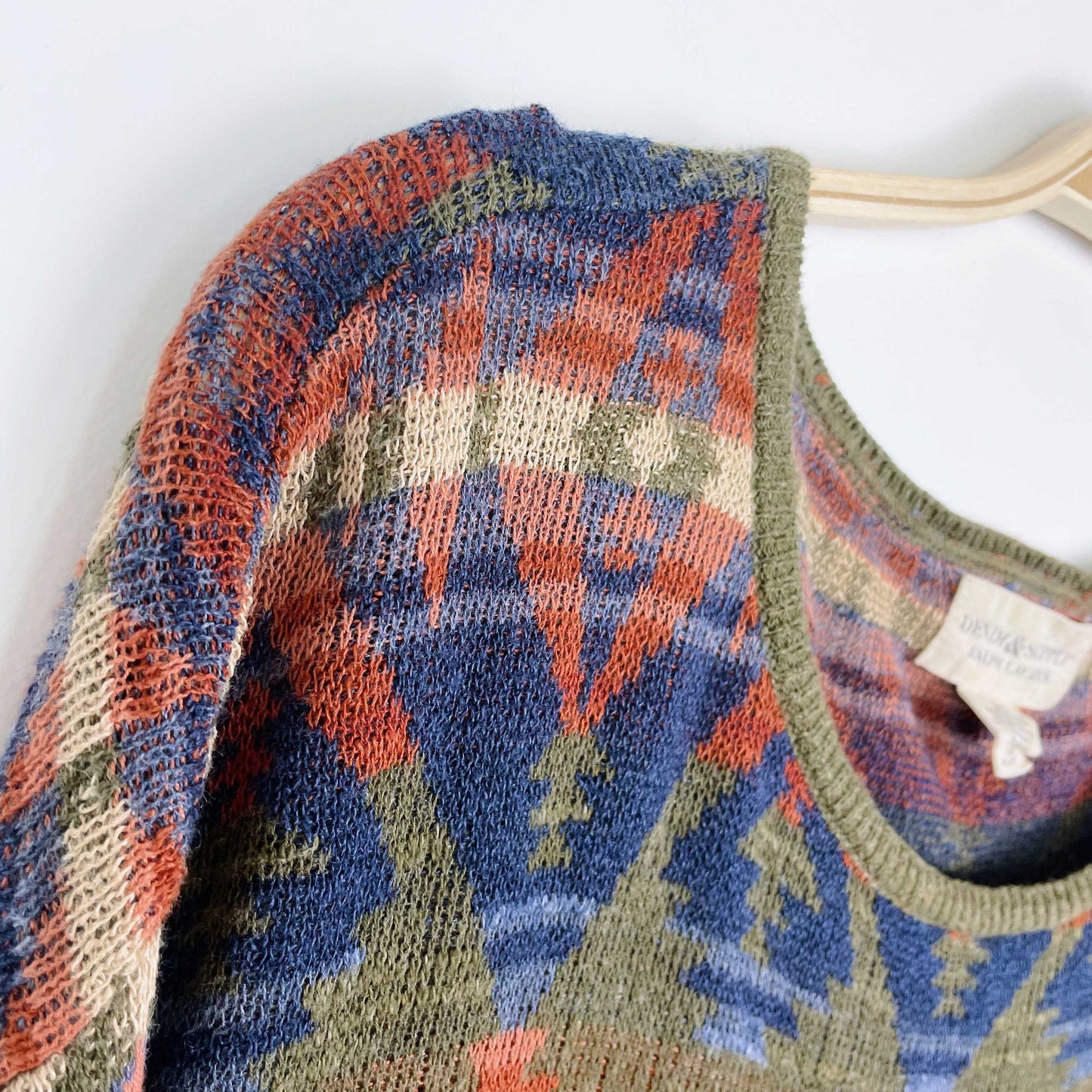 ralph lauren denim & supply aztec linen-blend sweater - size medium