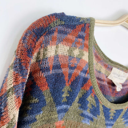 ralph lauren denim & supply aztec linen-blend sweater - size medium