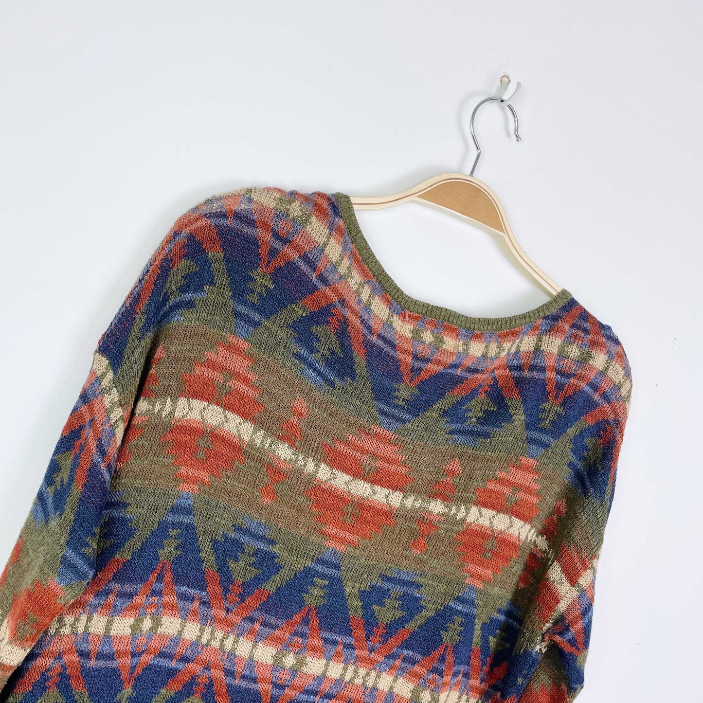 ralph lauren denim & supply aztec linen-blend sweater - size medium