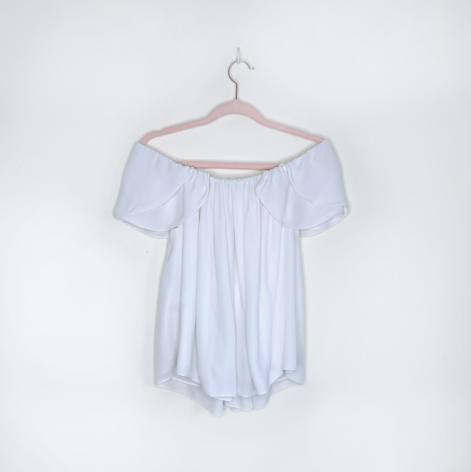 rebecca minkoff white silk jasmine top - size large