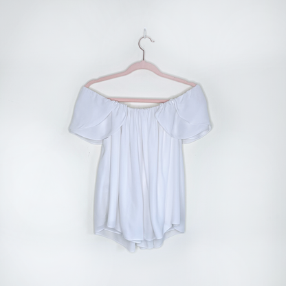 rebecca minkoff white silk jasmine top - size large