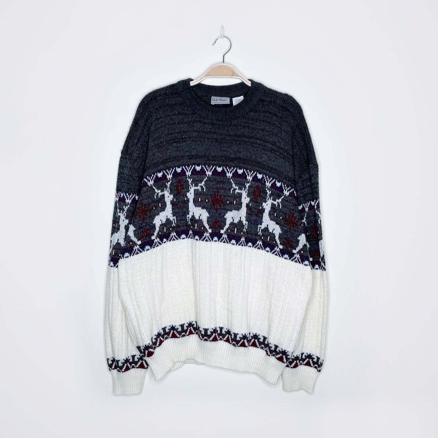 vintage rob winter reindeer grandpa holiday sweater - size xl