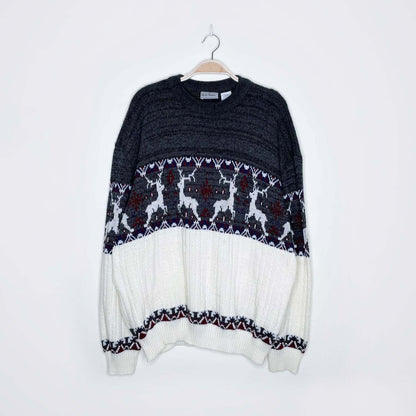 vintage rob winter reindeer grandpa holiday sweater - size xl