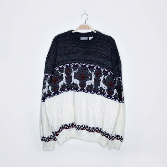 vintage rob winter reindeer grandpa holiday sweater - size xl