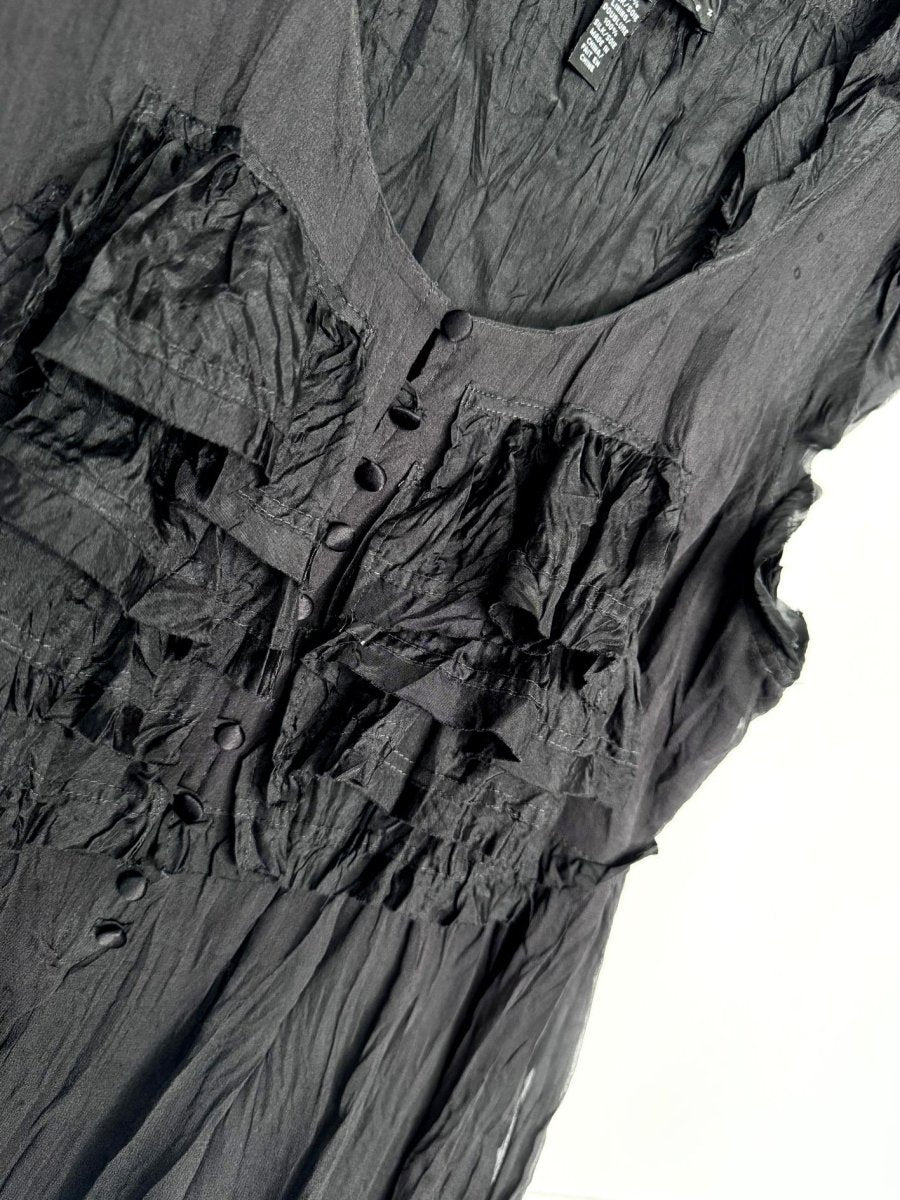 robert rodriguez 100% silk ruffled crinkle sleeveless blouse - good market thrift store