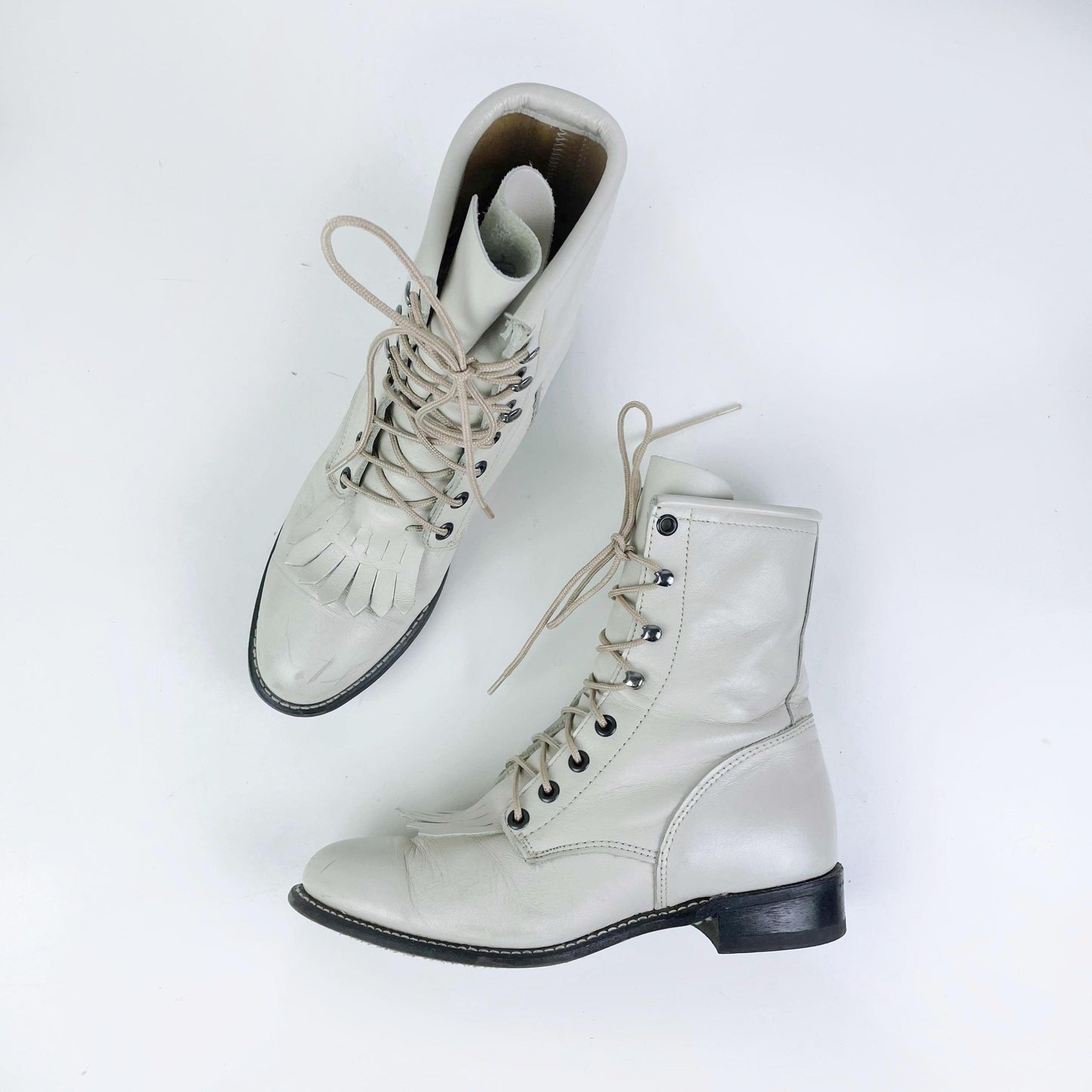 vintage rodeo drive leather kiltie roper boot - size 7.5