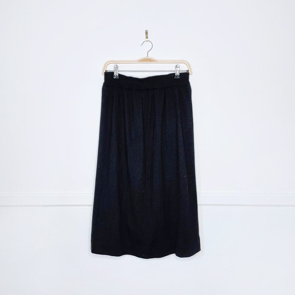 vintage rodier wool blend knit midi skirt