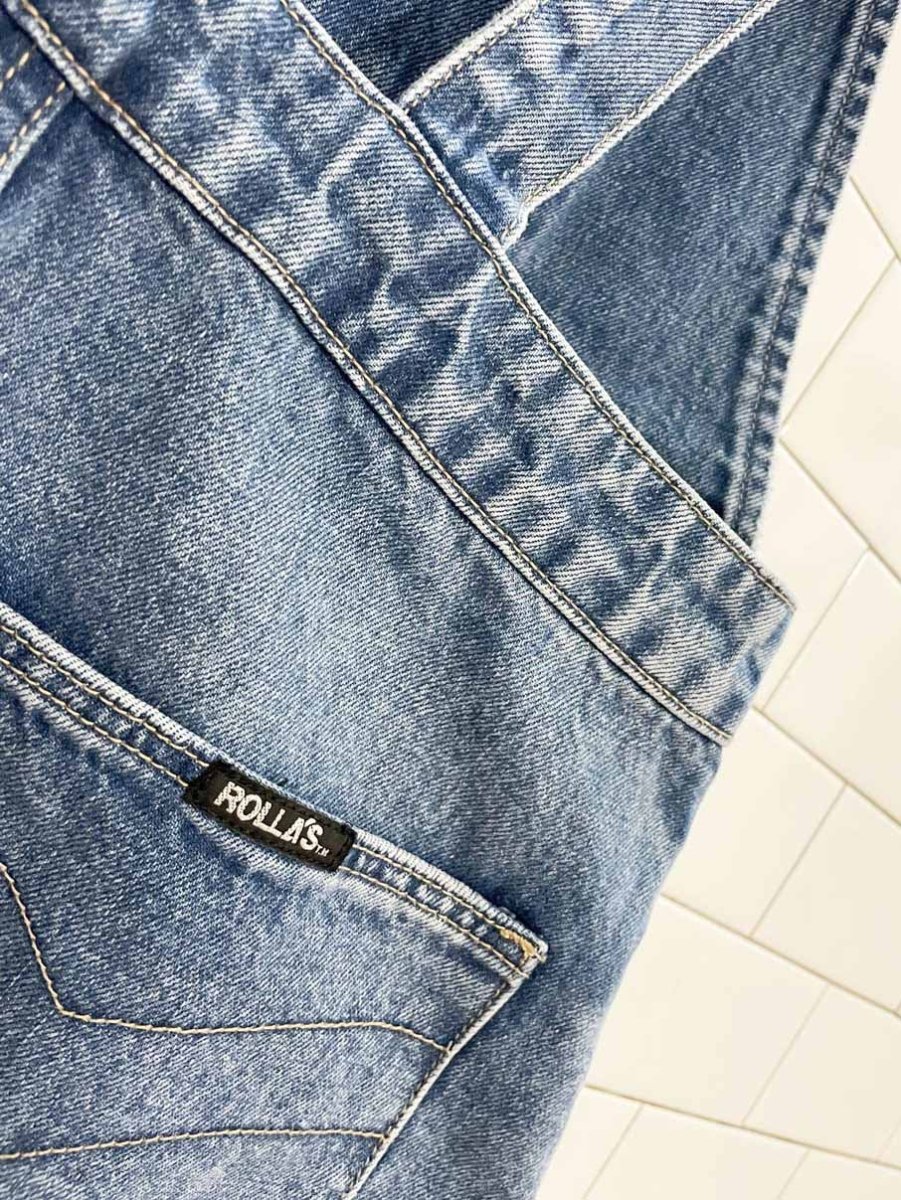 rolla's original short cut off denim overalls - good market thrift store