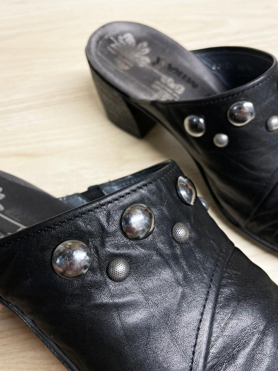 romika leather studded slip on clog - good market thrift store