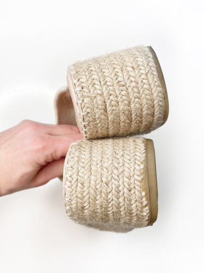 ron white 2025 jessa raffia woven espadrilles platform slide - good market thrift store