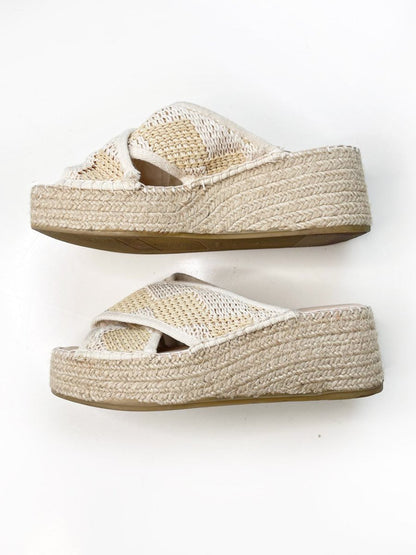 ron white 2025 jessa raffia woven espadrilles platform slide - good market thrift store