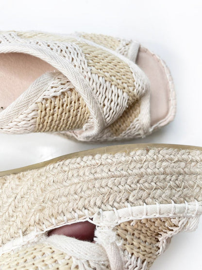 ron white 2025 jessa raffia woven espadrilles platform slide - good market thrift store