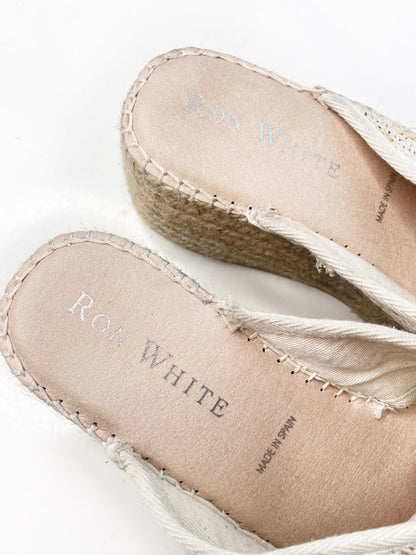 ron white 2025 jessa raffia woven espadrilles platform slide - good market thrift store