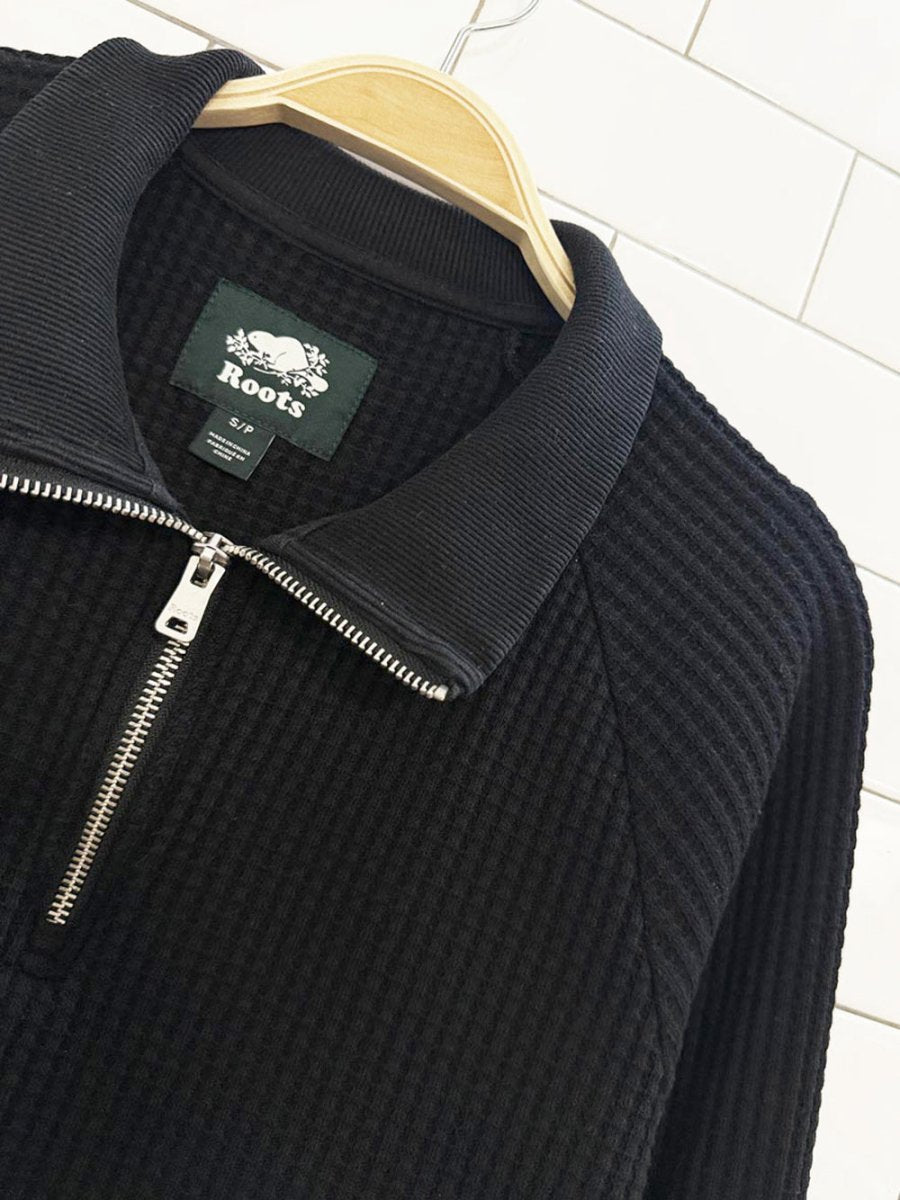 roots 2021 waffle 1/4 zip long sleeve top - good market thrift store