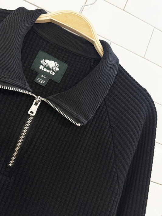 roots 2021 waffle 1/4 zip long sleeve top - good market thrift store