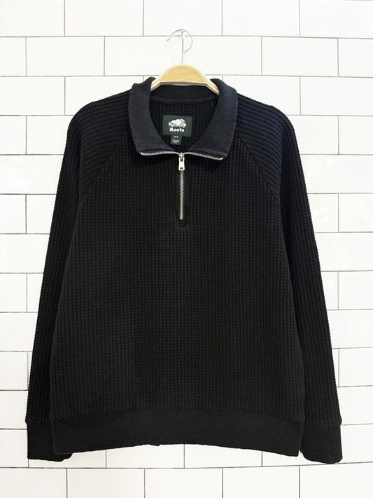 roots 2021 waffle 1/4 zip long sleeve top - good market thrift store
