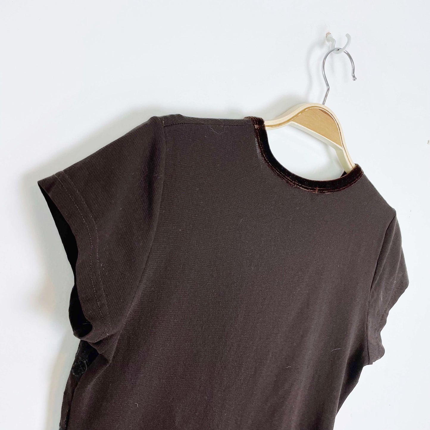 vintage 00s roots sheer flocked velvet tee - one size