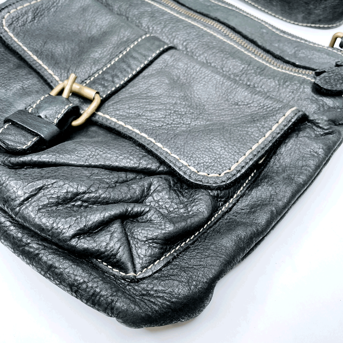 roots tribe crossbody pebbled leather bag