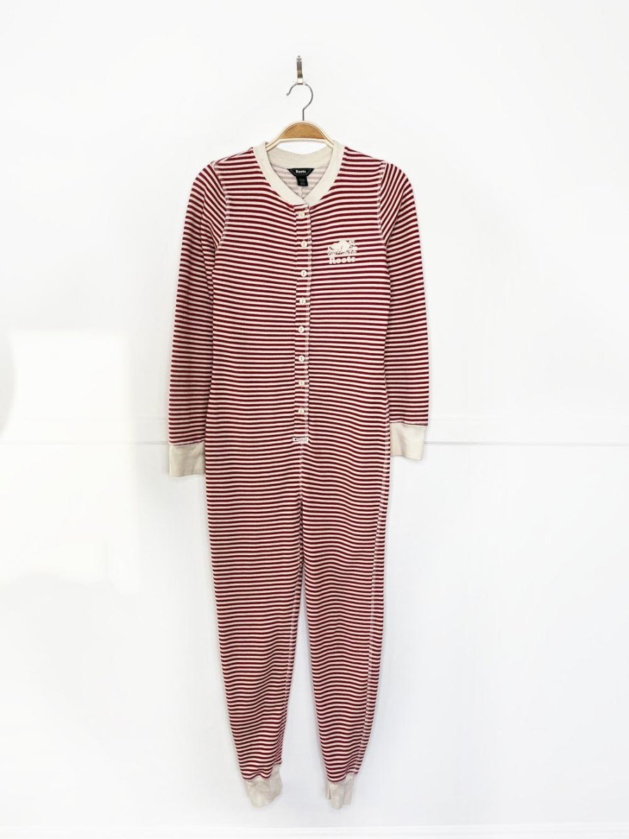roots candy cane stripe waffle onesie | cottage cozy - good market thrift store