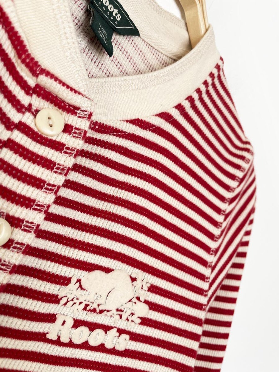 roots candy cane stripe waffle onesie | cottage cozy - good market thrift store