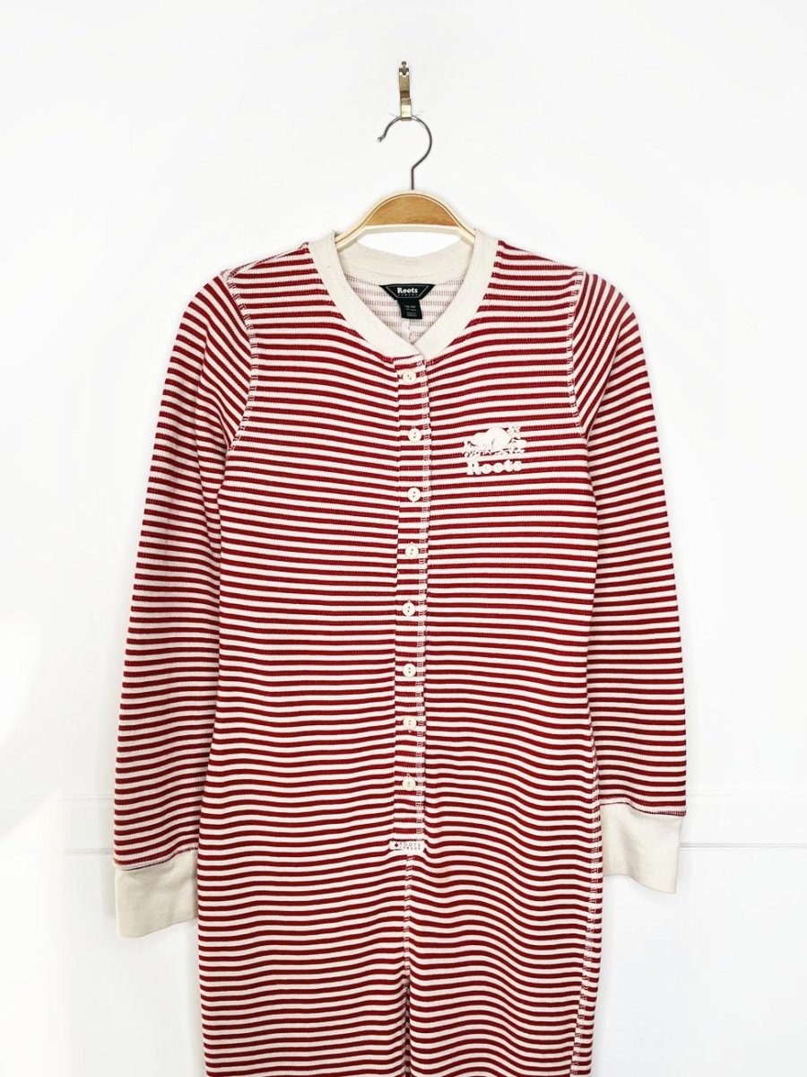 roots candy cane stripe waffle onesie | cottage cozy - good market thrift store