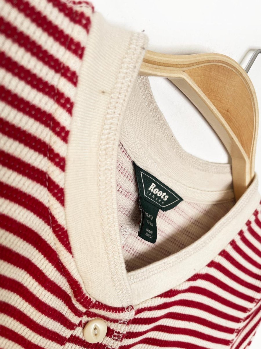 roots candy cane stripe waffle onesie | cottage cozy - good market thrift store