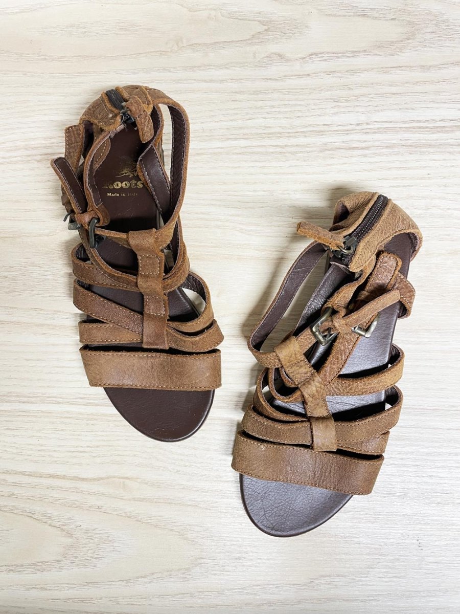 roots rustic leather strappy sandals | made in Italy - good market thrift store