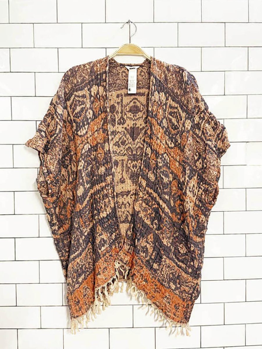 roots woven gauze cotton tassel boho pocho - good market thrift store