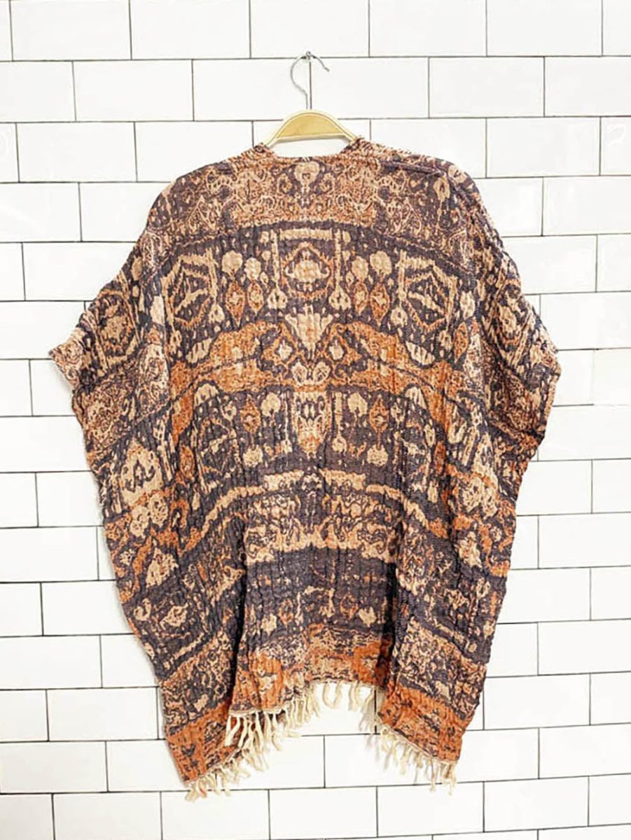roots woven gauze cotton tassel boho pocho - good market thrift store