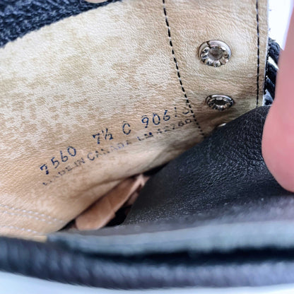 vintage black leather rodeo kiltie roper boot - size 7.5