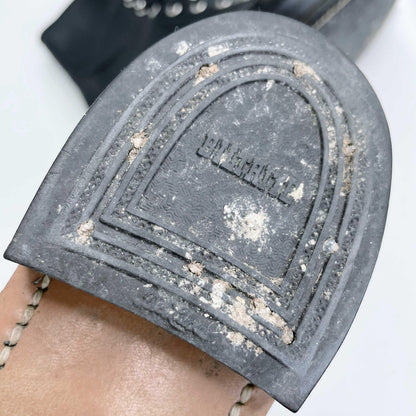 vintage black leather rodeo kiltie roper boot - size 7.5