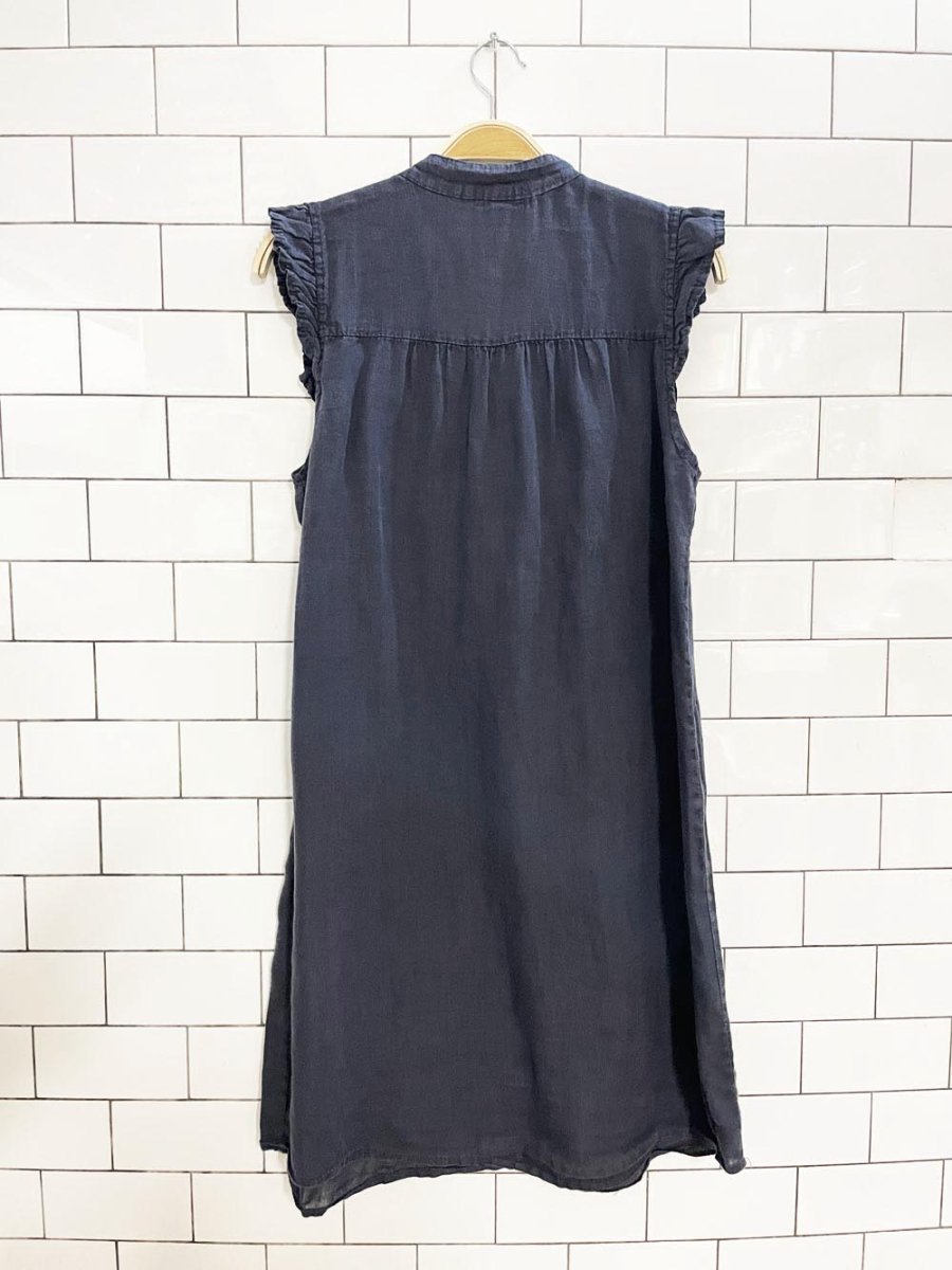 rosemarine 100% linen ruffle sleeveless sun dress - good market thrift store
