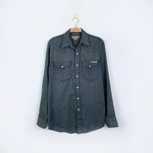 vintage roughrider snap button western shirt - size small