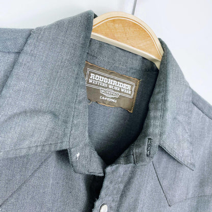 vintage roughrider snap button western shirt - size small
