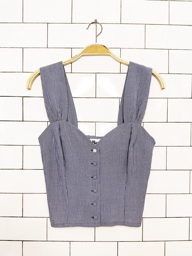 rouje paris gingham sweetheart bustier prairie sleeveless top - good market thrift store