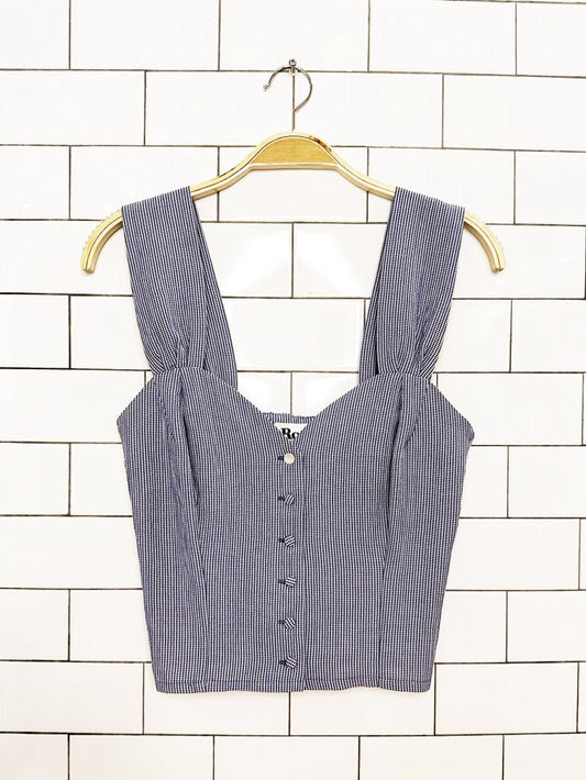 rouje paris gingham sweetheart bustier prairie sleeveless top - good market thrift store